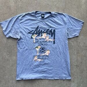 Vintage Y2K Stussy world tour tee L | 22.5 X 28